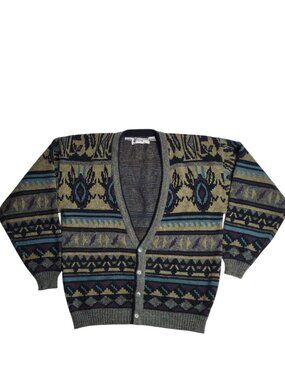 Vintage 90s Zeppelin Soft Mens Cardigan Sweater Cobain Style Size Large
